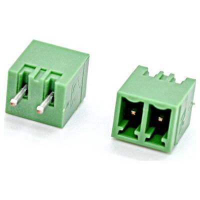Due blocchi di connettori terminali elettrici gialli mostrati affiancati su uno sfondo bianco, uno con aperture laterali per i fili e uno con aperture anteriori per i pin.