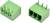 Due connettori blocco morsetto a vite verde con 4 pin su sfondo bianco, mostrati da angolazioni leggermente diverse.