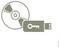 Icona di un CD/DVD con un'unità flash USB contenente un simbolo di chiave, che suggerisce un'archiviazione sicura o dati di backup crittografati.