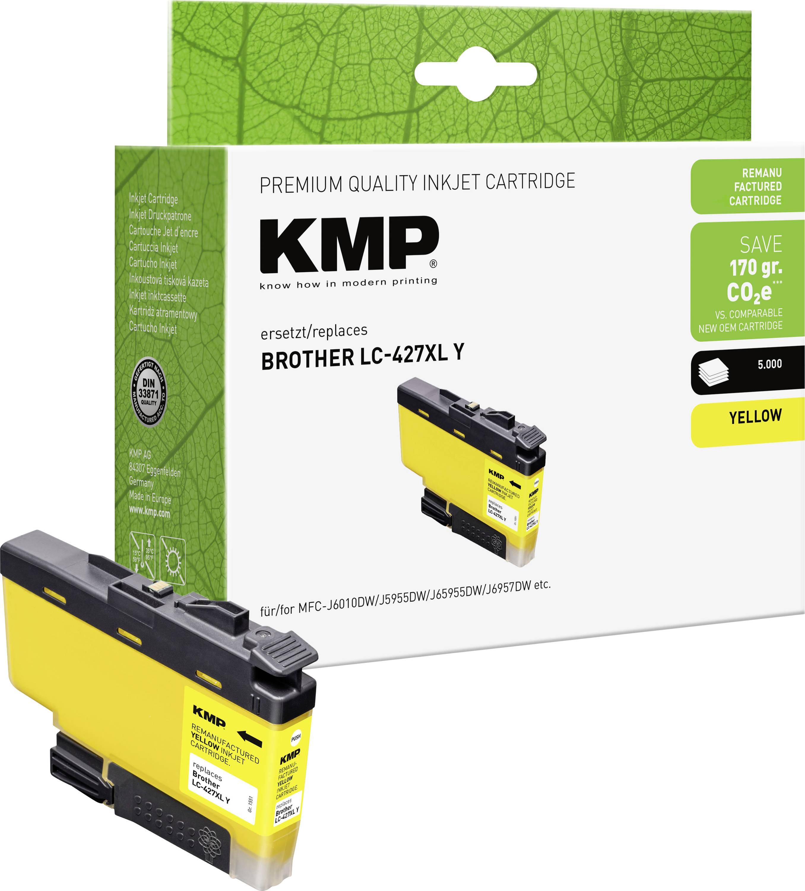 Cartuccia KMP Compatibile sostituisce Brother LC427XLY Giallo 1551,4009 1551,4009