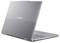 Laptop Lenovo chiuso visto da dietro-sinistra, argento-grigio con la tastiera parzialmente visibile e le porte lungo il bordo sinistro.