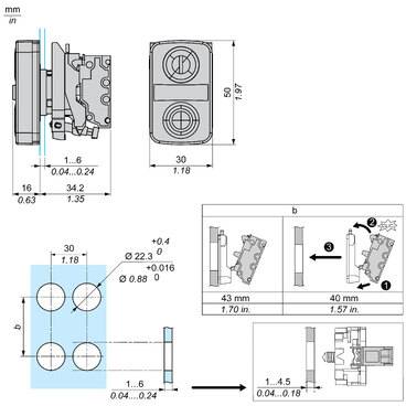 Schneider Electric XB4BL734155 Pulsante doppio, Harmony XB4, metallo, 22 mm, verde, rosso, siglata i/o, non agganciante,-1
