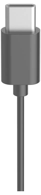 Connettore cavo di ricarica USB-C, mostrato in primo piano su sfondo bianco.
