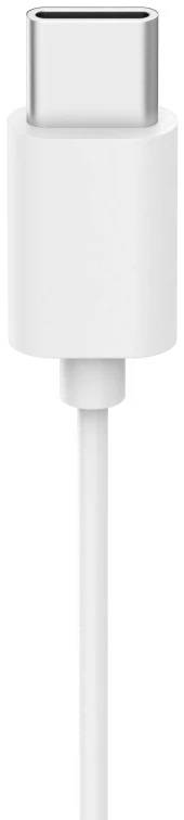 Connettore spina USB-C bianco su sfondo bianco.