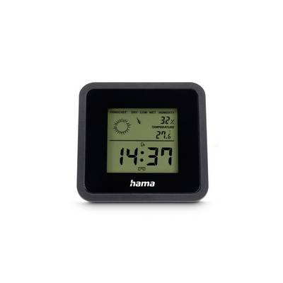 Stazione meteorologica digitale Black Hama che mostra previsioni soleggiate, umidità del 32%, 27,6°C e ora 14:37.