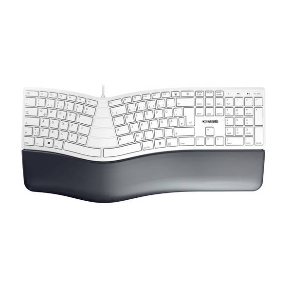 CHERRY KC 4500 ERGO / DE / PALE GREY Cablato Tastiera  Tedesco, QWERTZ Bianco