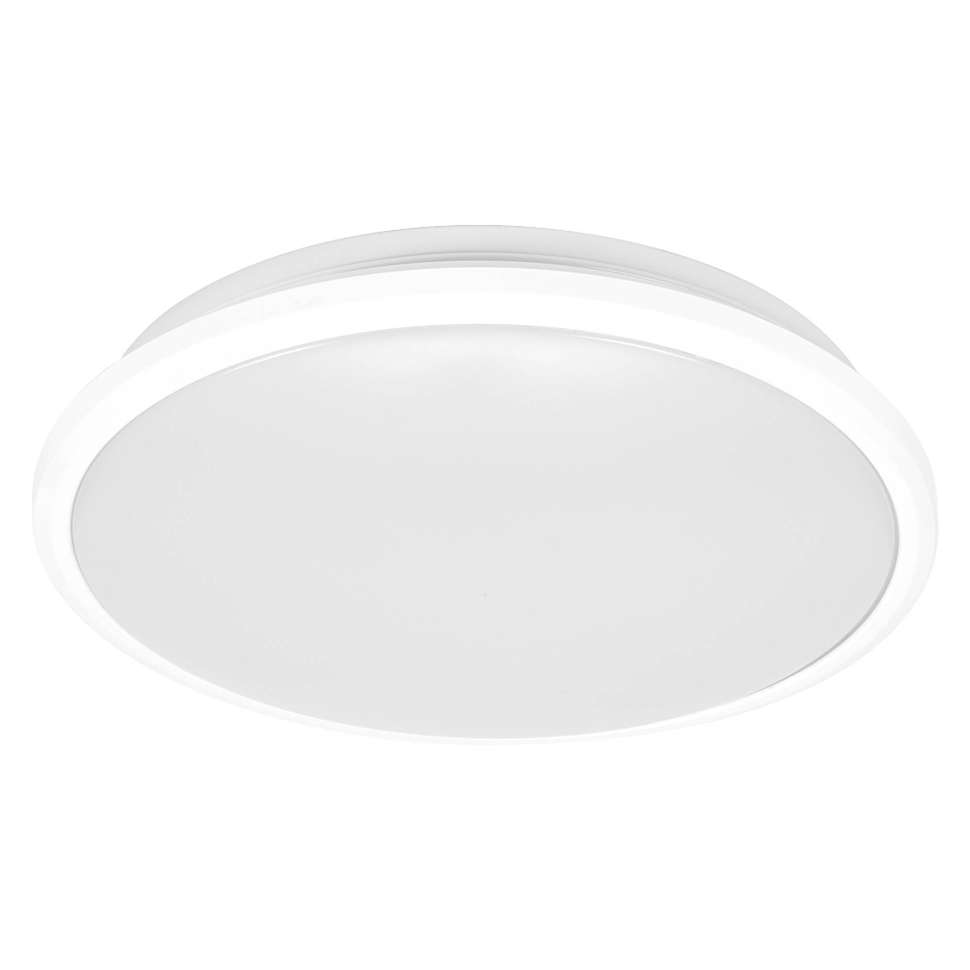 Plafoniera da soffitto di forma ovale bianca su uno sfondo neutro.