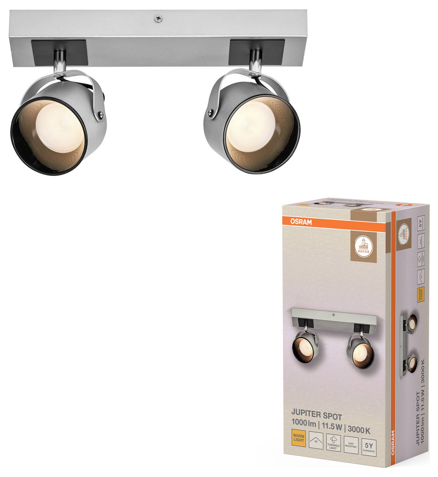 OSRAM Decor Spot Jupiter 2 Spot 4099854471452 Faretto LED da soffitto, Faretto LED da parete LED (monocolore) 11.5 W Arg-2