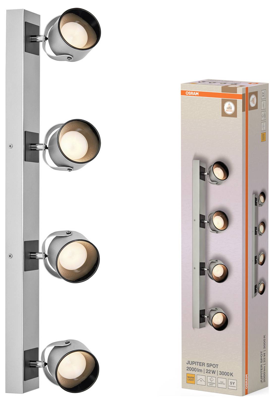 OSRAM Decor Spot Jupiter 4 Spot 4099854471490 Faretto LED da soffitto, Faretto LED da parete LED (monocolore) 22 W Argen-1