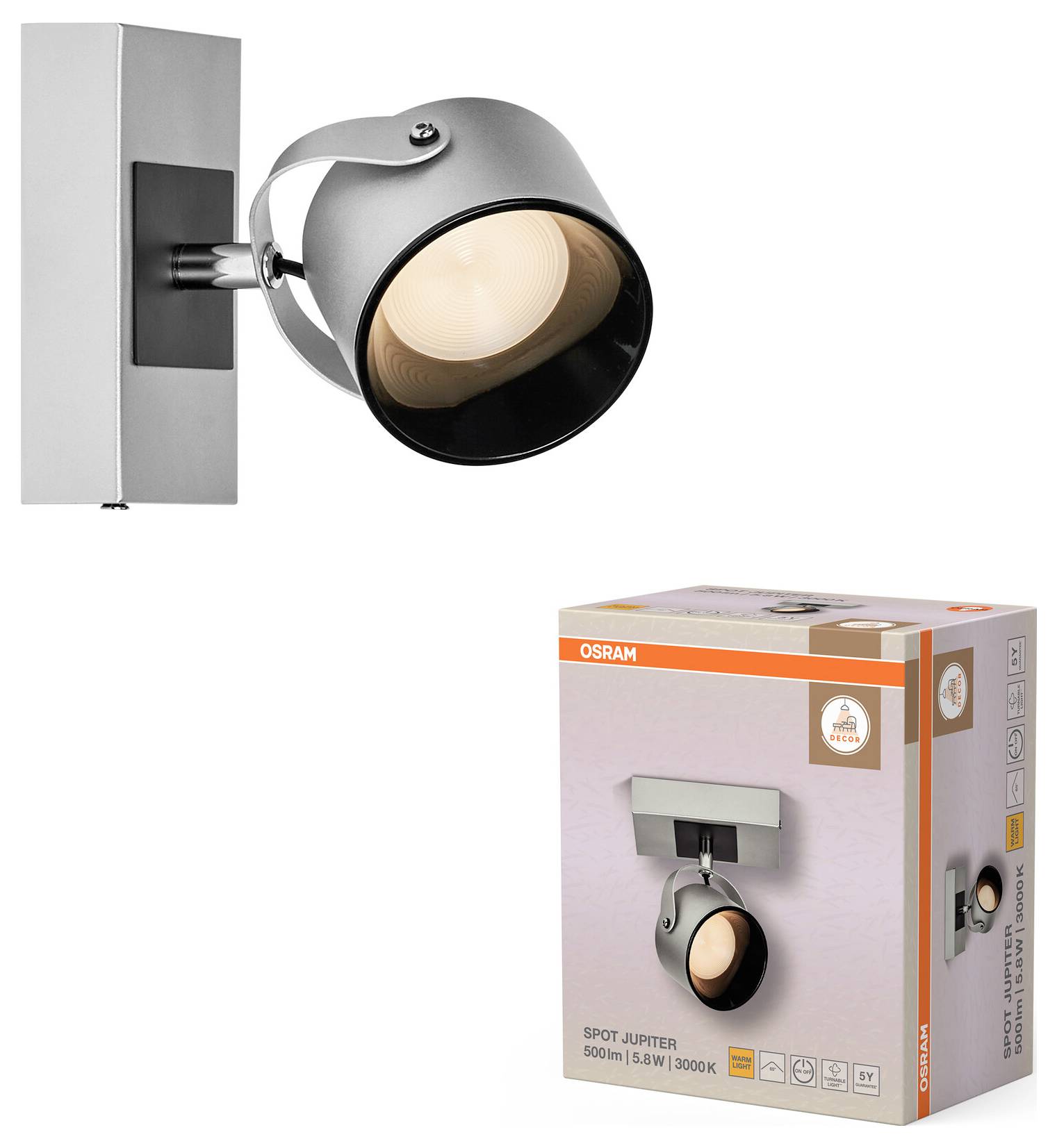 OSRAM Decor Spot Jupiter 1 Spot 4099854471438 Faretto LED da soffitto, Faretto LED da parete LED (monocolore) 5.8 W Arge-1