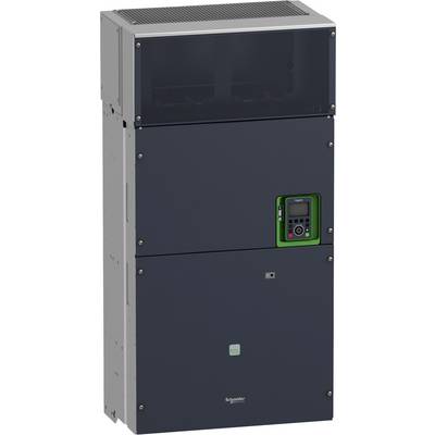 Ampio armadio industriale Schneider Electric con un piccolo pannello di controllo verde sulla parte anteriore, mostrato in una visualizzazione di prodotto in stile studio.