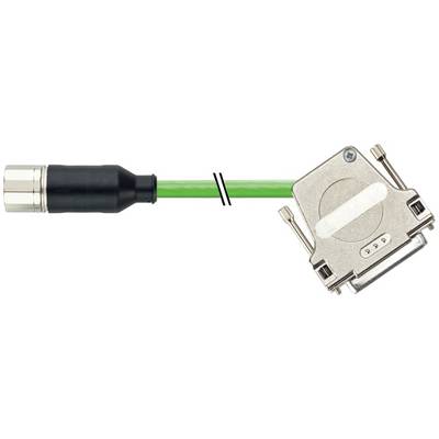 Cavo verde con una rottura nel mezzo che collega una spina nera a sinistra a un connettore argentato a destra, mostrando una connessione danneggiata o recisa.