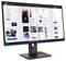 Un monitor Lenovo mostra un editor di progettazione web con modelli di pagina, tavolozza di colori, libreria di immagini e pannelli di anteprima per la creazione di un sito musicale 'MuzBucks'.