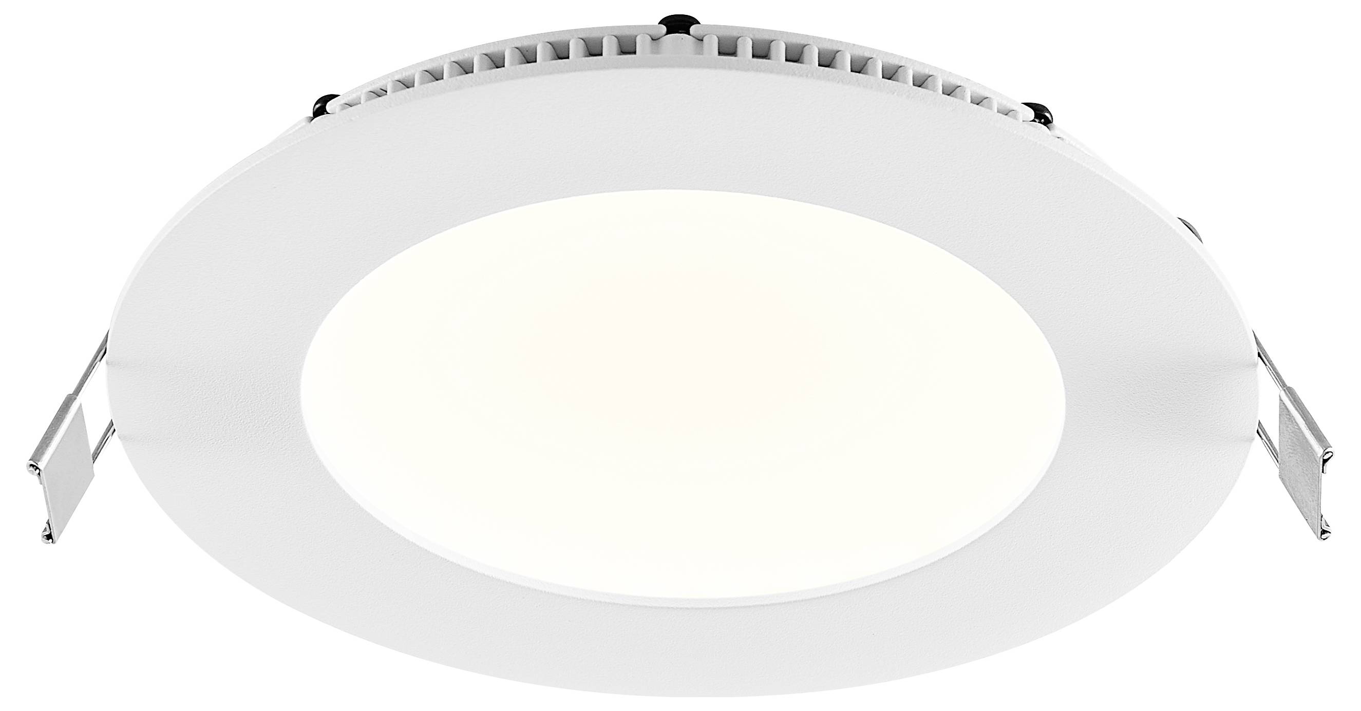 Pannello LED da incasso a soffitto rotondo bianco con diffusore illuminato centrale e clip a molla per l'installazione