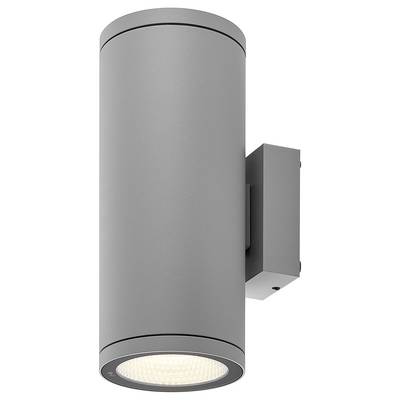 Plafoniera cilindrica grigia da parete per esterno con lampada LED rotonda nella parte inferiore