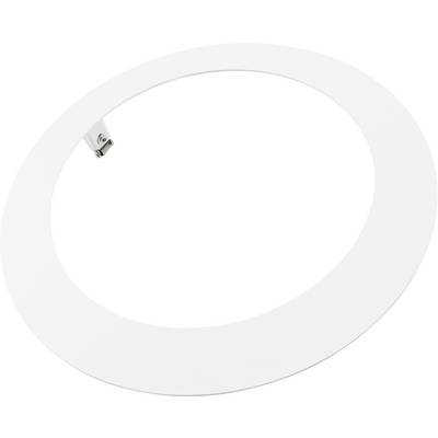 Anello di luce ovale bianco con una piccola telecamera montata o sensore sul bordo interno.