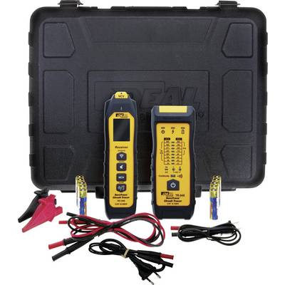 Due strumenti di prova elettrica gialli e neri con sonde, cavi e connettori in una custodia rigida per il trasporto, presentati come kit di prova.