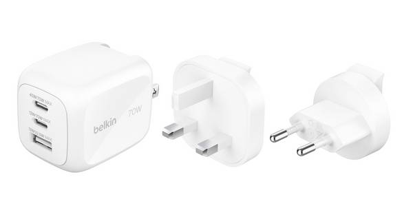 Belkin  Caricatore USB 70 W 2x USB-C ®, USB-A Consegna di potenza Bianco Ambiente interno GaN, USB Power Delivery (USB-PD)