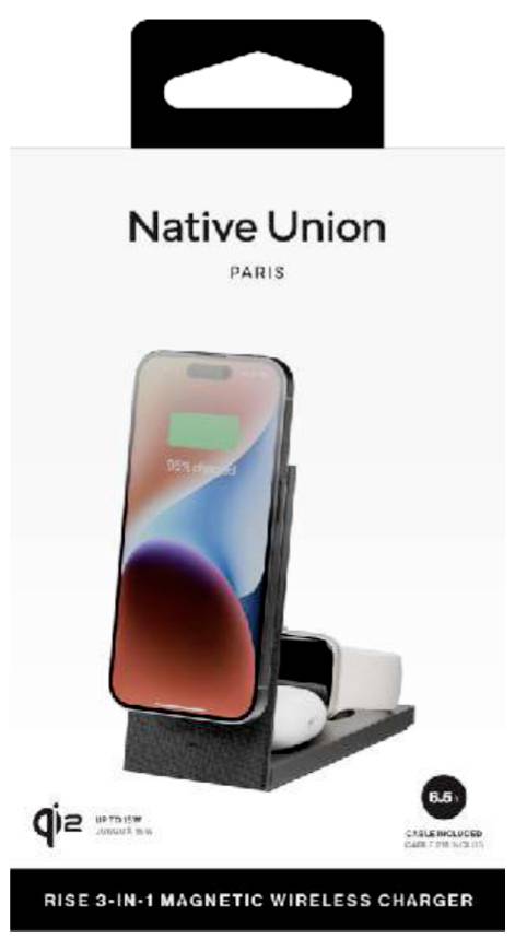 Native Union Caricatore a induzione Rise 3-in-1 Qi2 Kabelloses Aufladen RS-3IN1-BLK Nero-2