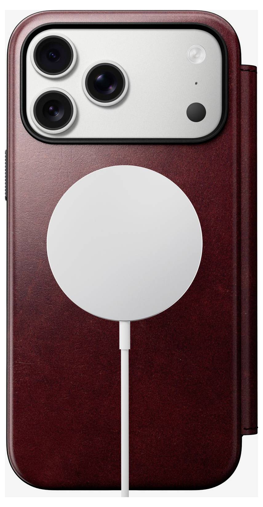 Nomad Modern Leather Folio Flip Case Apple iPhone 17 Pro Max Borgogna NM011826858-3