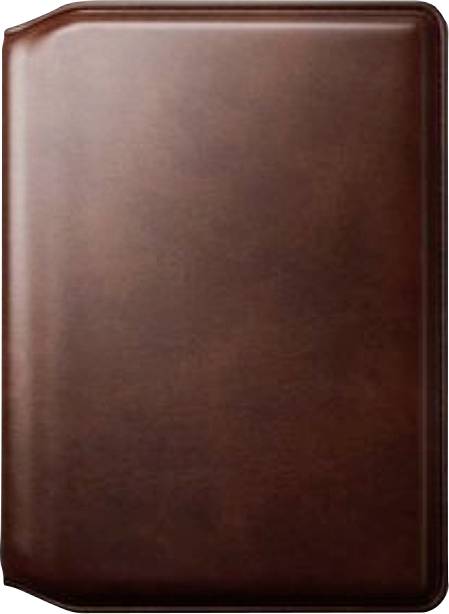 Copertina di libro rilegato in pelle marrone o portafoglio, chiuso e semplice con angoli arrotondati e nessun testo visibile.
