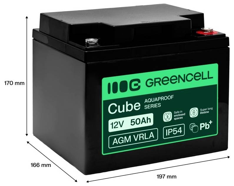 Cubo di cella Black Green 6V 5Ah batteria al piombo sigillata VRLA AGM con terminali a presa superiore ed etichetta sul fronte.