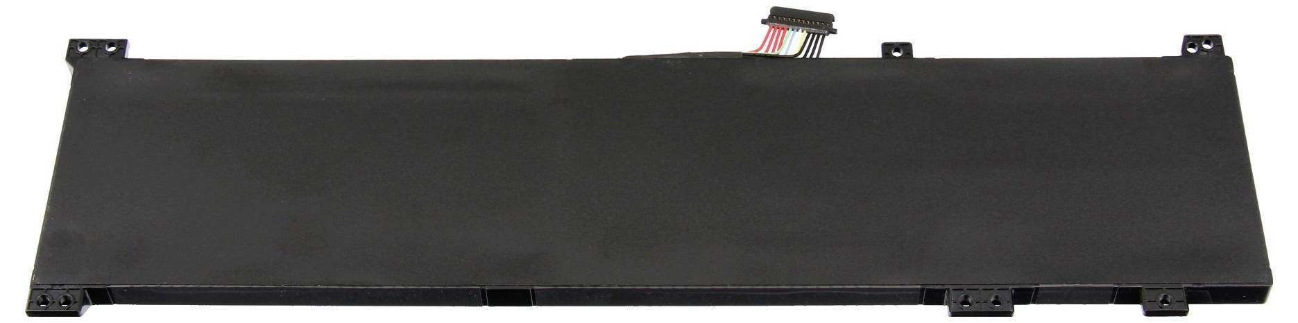 Un componente elettronico rettangolare nero o modulo di scheda circuitale con piccoli connettori e piedini lungo i bordi.