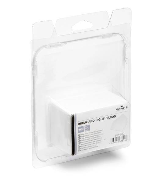 Durable 891402 Schede in plastica nuda (spessore 0,50 mm) per l'etichettatura fai-da-te Kit da 100-1