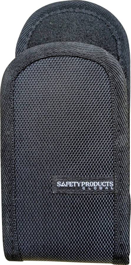 Guanto di sicurezza imbottito nero con cinghia al polso ed etichetta "SAFETY PRODUCTS GLOBAL" sul fronte.
