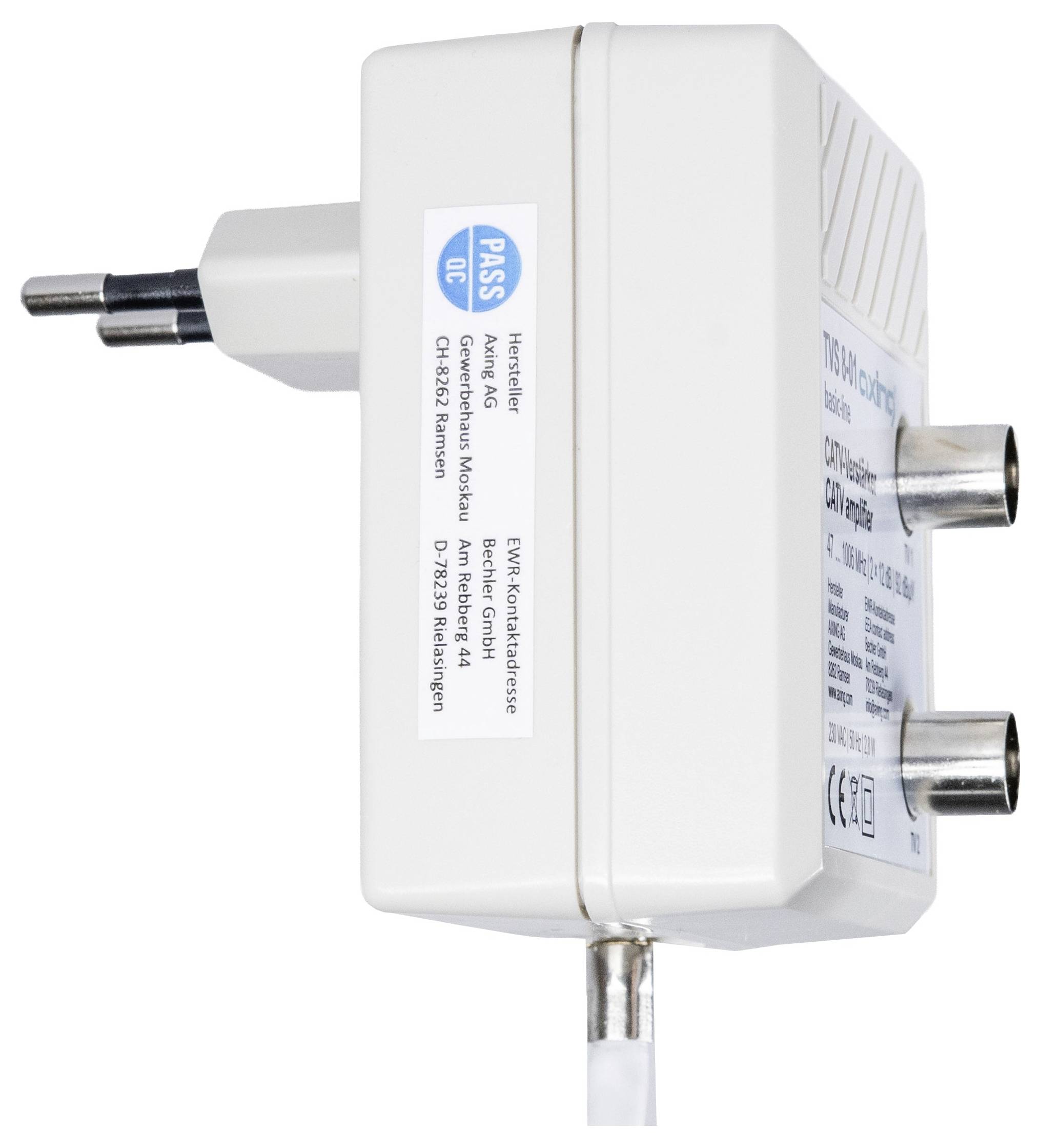 Cavo Ethernet bianco arrotolato con un connettore esposto su uno sfondo bianco neutro.