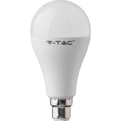 Lampadina LED V-TAC bianca con base in metallo a baionetta, mostrata su uno sfondo neutro.