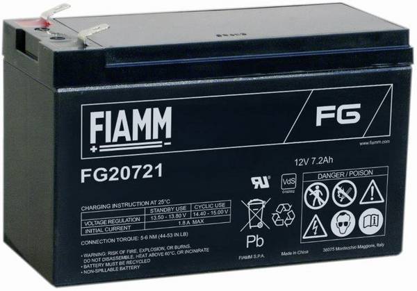 Fiamm FG20721 102464 Batteria al piombo 12 V 7200 Piombo-AGM (L x A x P) 65 x 101 x 151 mm Spina piatta 4,8 mm