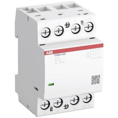 Contattore modulare ABB ESB63-40N con morsetti a vite, contrassegnato 230V AC/DC, 40–450Hz.