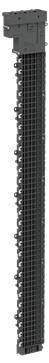 Connettore elettronico rettangolare nero alto con una griglia fitta di zoccoli per pin e un alloggiamento superiore grigio.