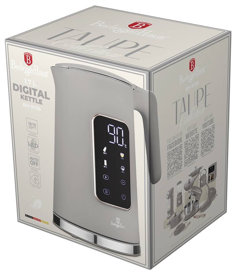 BerlingerHaus Bollitore Senza BPA, Custodia Cool-Touch, Timer digitale;, Display LCD, Preselezione temperatura, Protezio-1