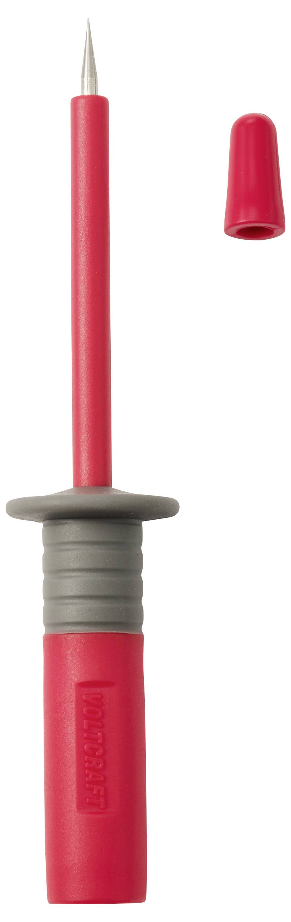 Cacciavite isolato rosso con impugnatura grigia e tappo rosso removibile, mostrato verticalmente su sfondo bianco.