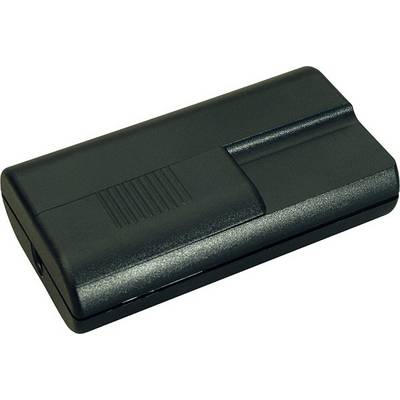 Custodia elettronica rettangolare nera in plastica con pannello centrale strutturato, fotografata su sfondo bianco.