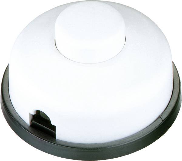 Supporto in plastica di forma semi-sferica bianca con base nera e piccola tacca laterale, mostrato su uno sfondo neutro.