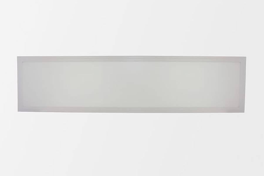 Pannello luminoso rettangolare satinato con sottile cornice grigia su sfondo bianco.