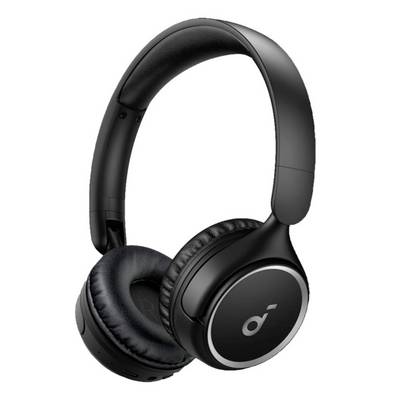 Cuffie wireless over-ear nere con padiglioni auricolari imbottiti e archetto regolabile, mostrate su uno sfondo bianco.