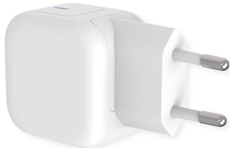 Caricatore murale elettrico bianco con due spinotti rotondi europei