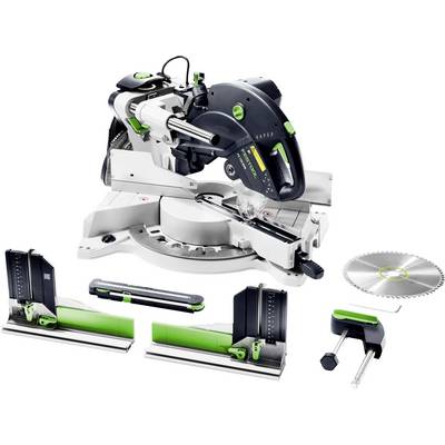 Immagine del prodotto di una sega a taglio multiplo con vari accessori e allegati, mostrata con componenti di taglio separati e guide su sfondo bianco.