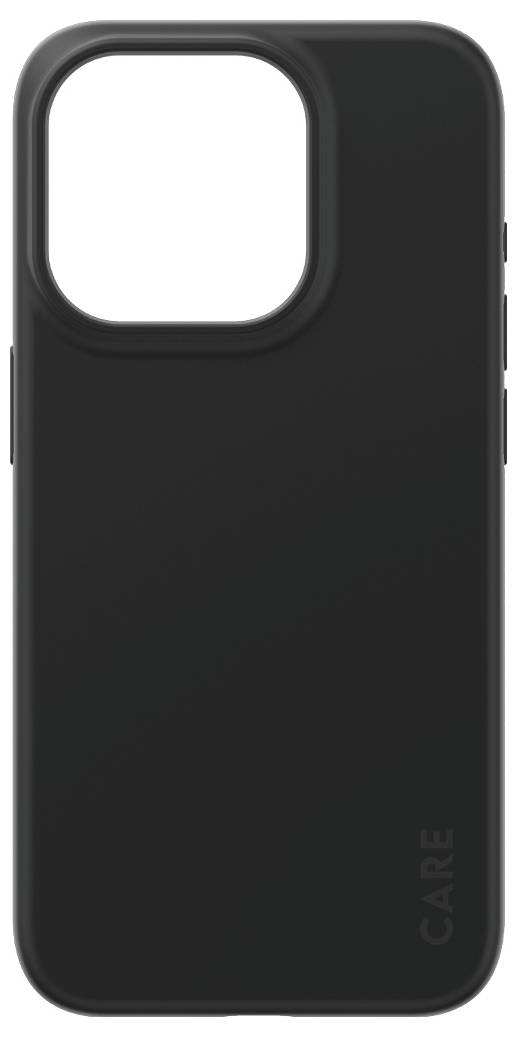 Custodia per smartphone nera con un ampio taglio quadrato per la fotocamera e il marchio 'CAFE' vicino al fondo.