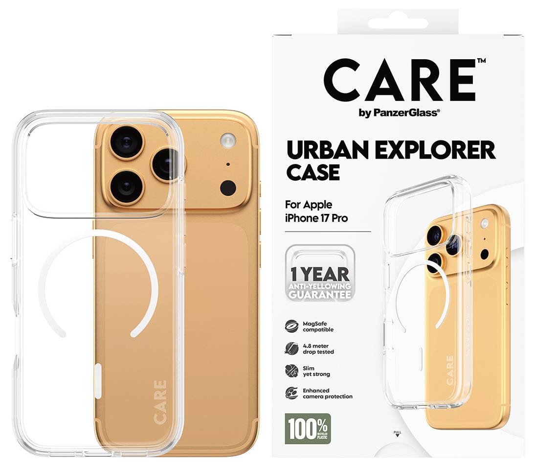 PanzerGlass CARE Flagship Urban Explorer Backcover per cellulare Apple iPhone 17 Pro, iPhone 18 Pro Trasparente Carica i-4