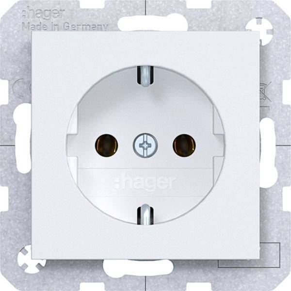 <br>  Hager<br>  Presa schuko<br>  <br>  <br>  <br>  <br>  Bianco chiaro (opaco)<br>  WAS1100WM<br>  1 pz.<br>