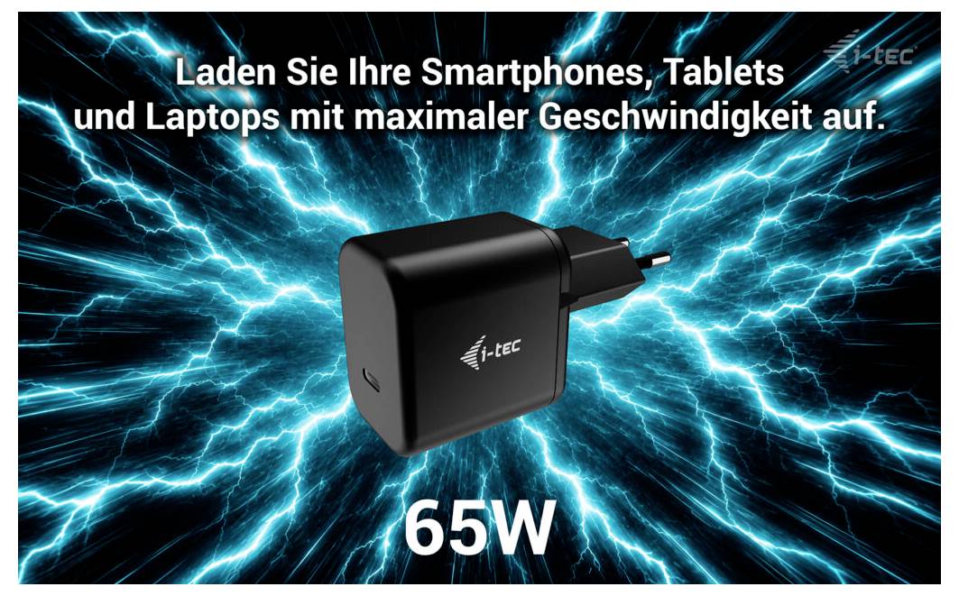i-tec 65W USB-C GaN Charger Adattatore per ricarica 65 W Nero-7