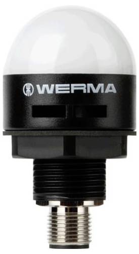 Indicatore luminoso a cupola WEIRMA nero e trasparente con base in metallo filettato, mostrato su sfondo bianco.