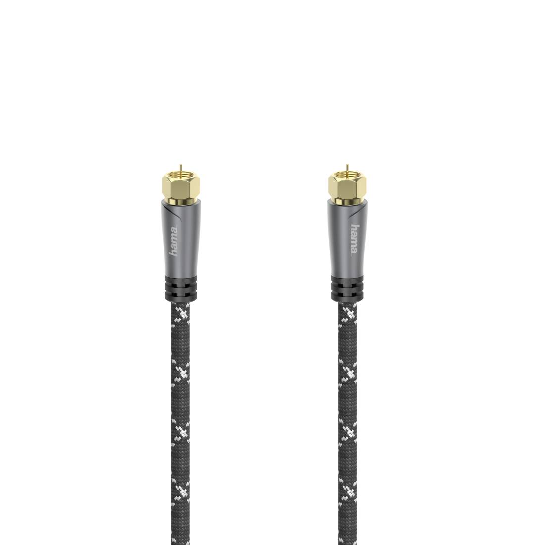 Due cavi antenna coassiali neri con connettori dorati in piedi verticalmente su uno sfondo bianco.