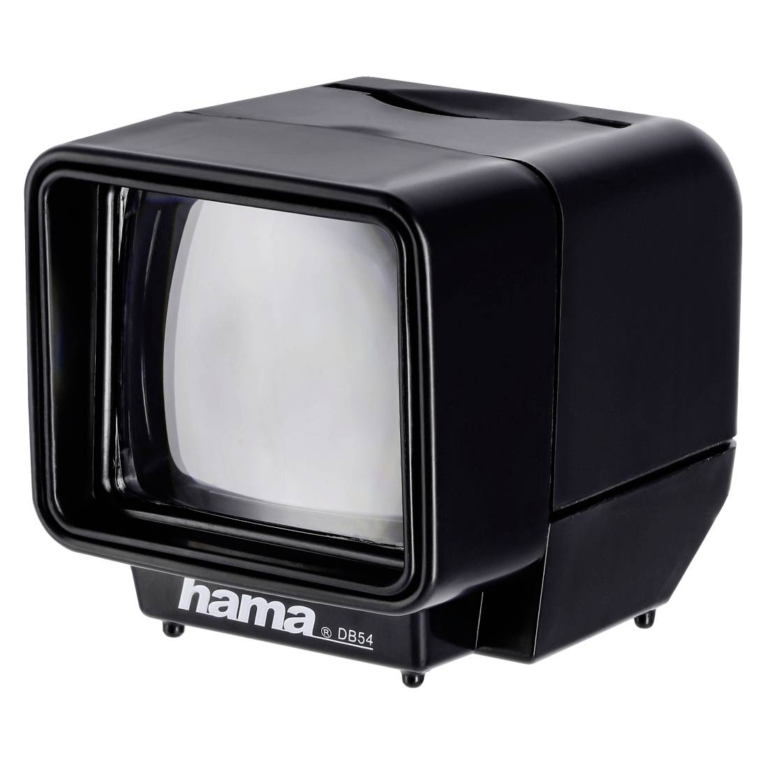 Televisore o monitor CRT Black Hama DB54 su sfondo bianco, mostrato dal lato anteriore-sinistro.