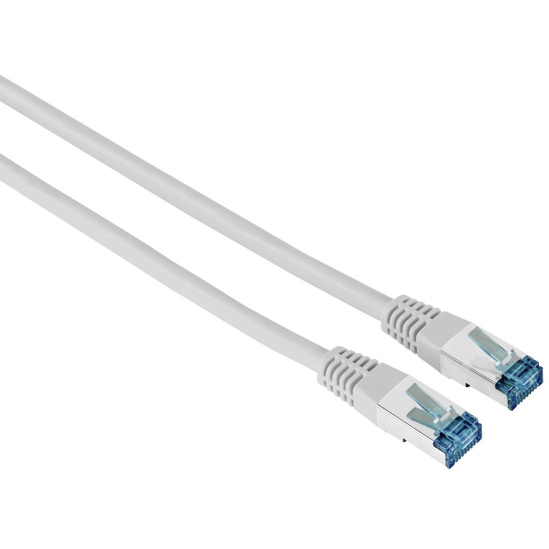 Due cavi di rete Ethernet bianchi con connettori RJ45 su uno sfondo bianco neutro.